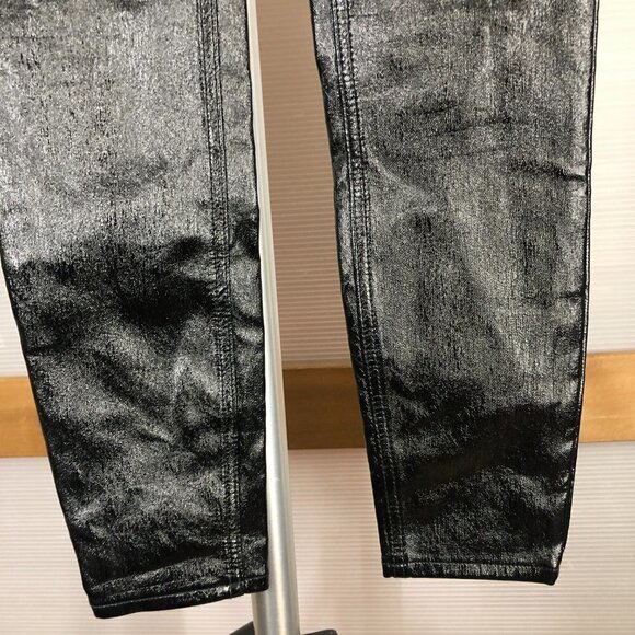 We The Free Phoenix Coated Liquid Black Pleather Button Fly Skinny Jeans 27 - Picture 7 of 15